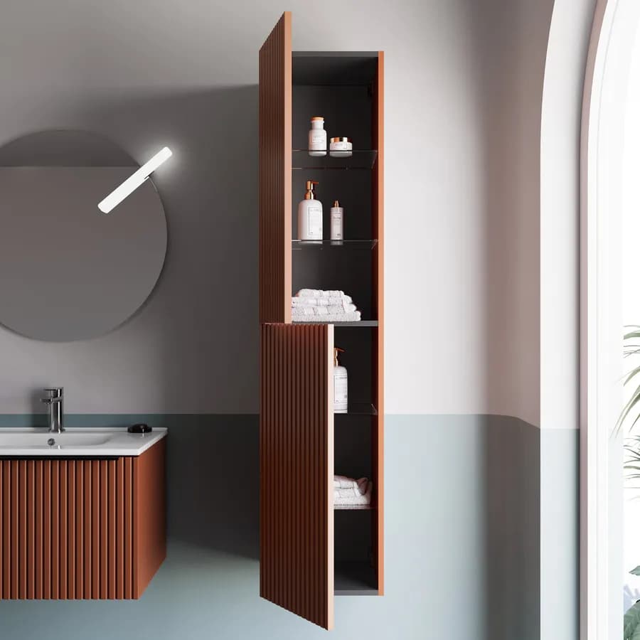 Colonna bagno 160 cm terrarossa effetto cannettato - Lameck