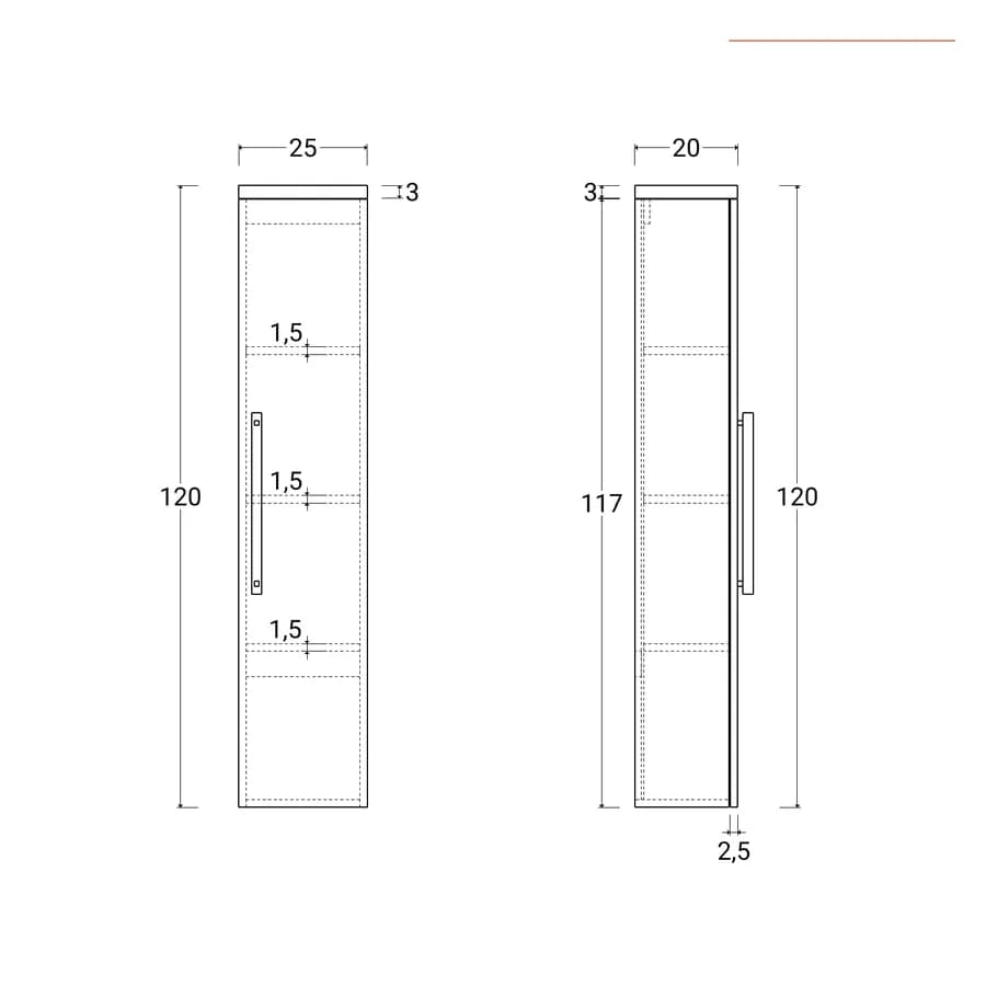 Colonna bagno sospesa 120 h cm in legno di mango bronzo - Lyle