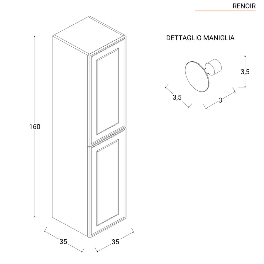 Colonna bagno sospesa 160h cm bianco neve opaco - Audrey