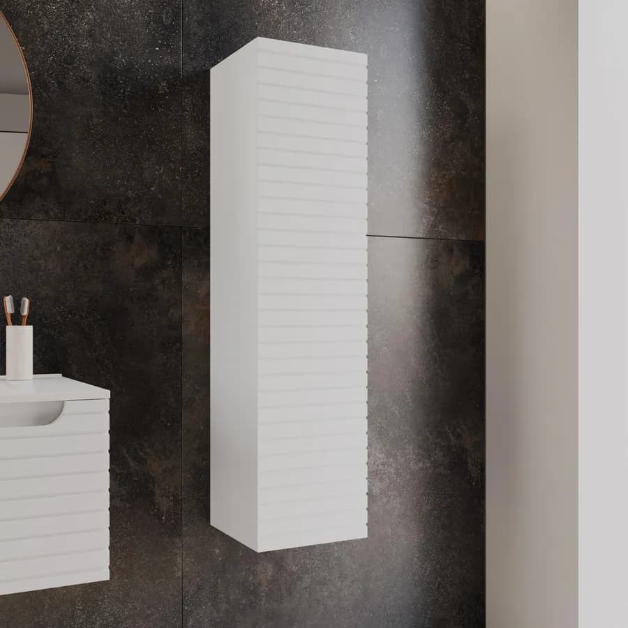 Colonna bagno sospesa 30x120 h cm cannettato con anta reversibile bianco opaco - Deck