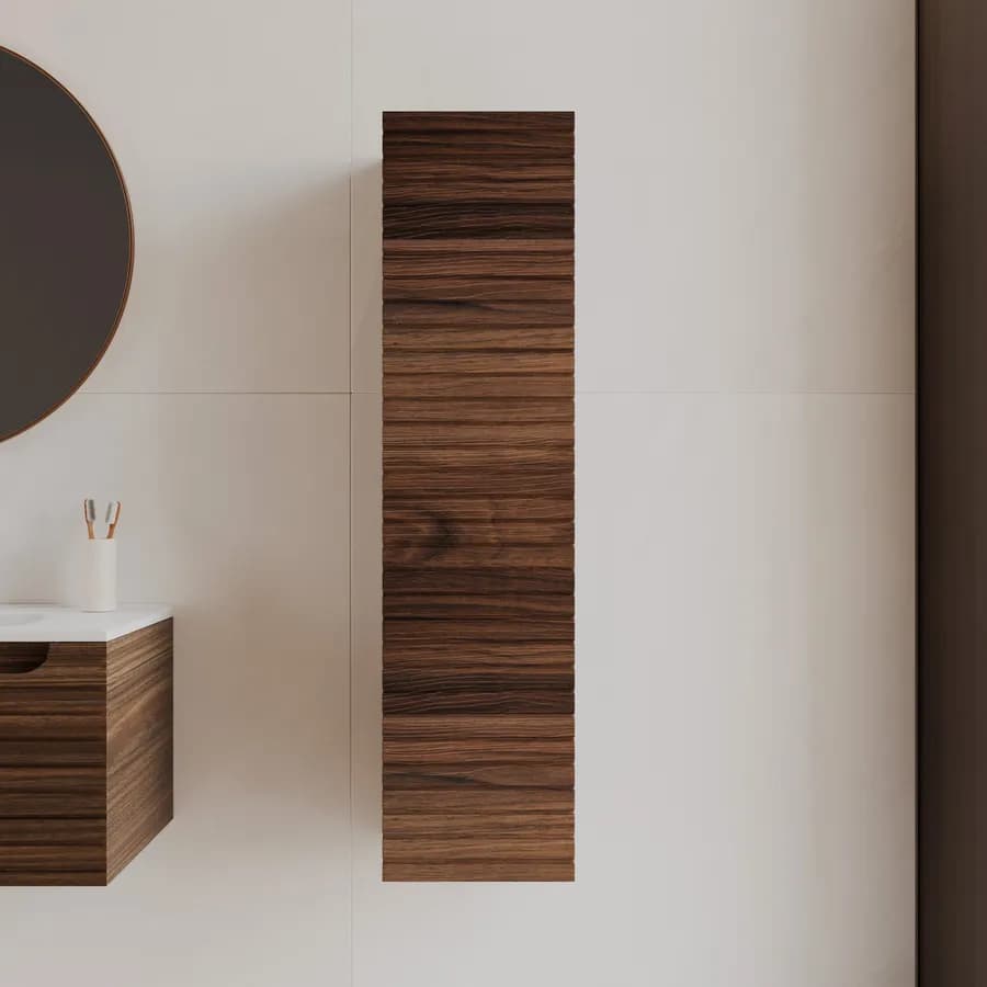 Colonna bagno sospesa 30x120 h cm cannettato con anta reversibile rovere deciso - Deck