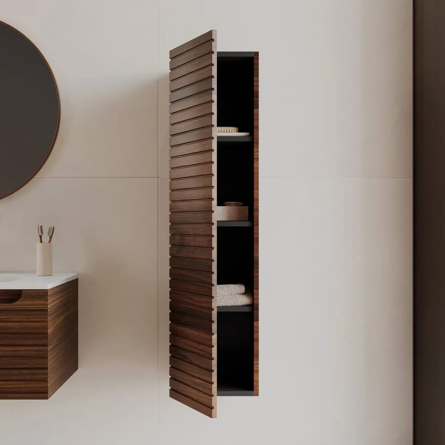 Colonna bagno sospesa 30x120 h cm cannettato con anta reversibile rovere deciso - Deck
