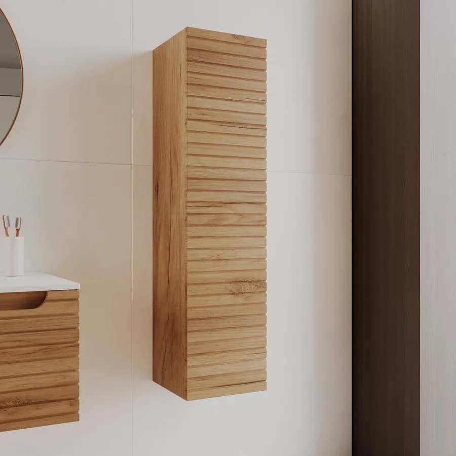 Colonna bagno sospesa 30x120 h cm cannettato con anta reversibile rovere gold - Deck