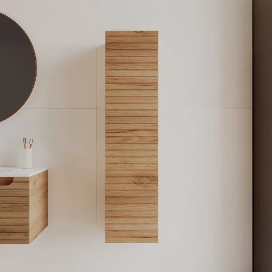 Colonna bagno sospesa 30x120 h cm cannettato con anta reversibile rovere gold - Deck