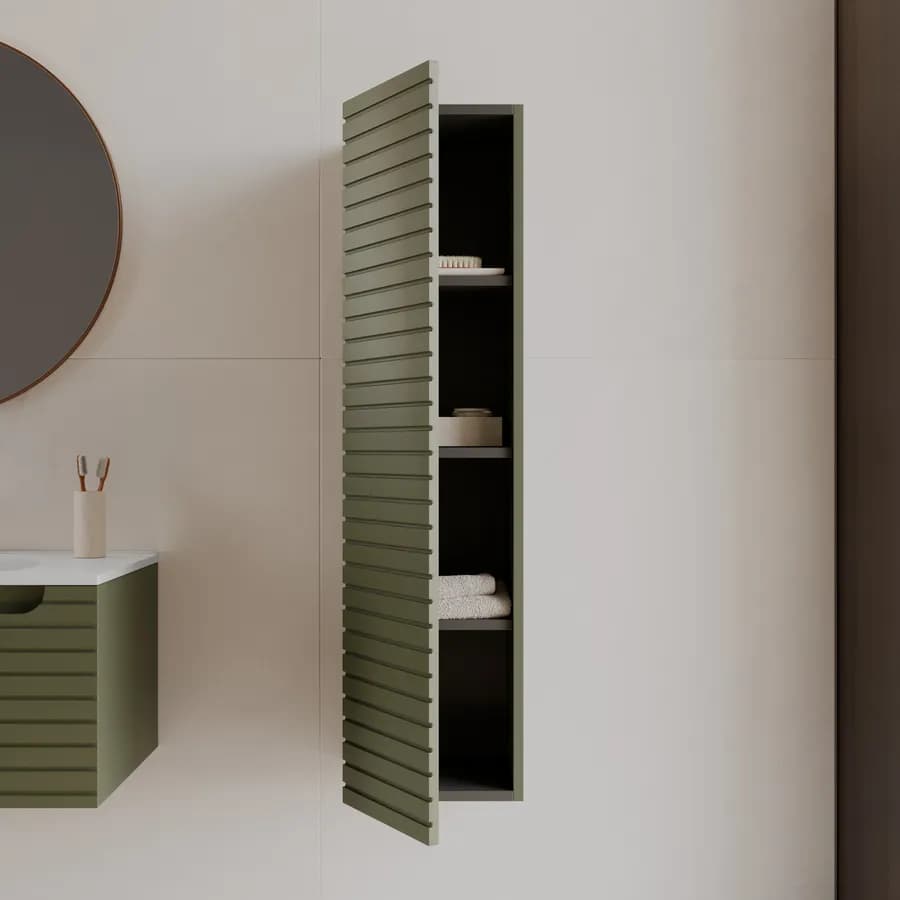 Colonna bagno sospesa 30x120 h cm cannettato con anta reversibile verde nordico - Deck
