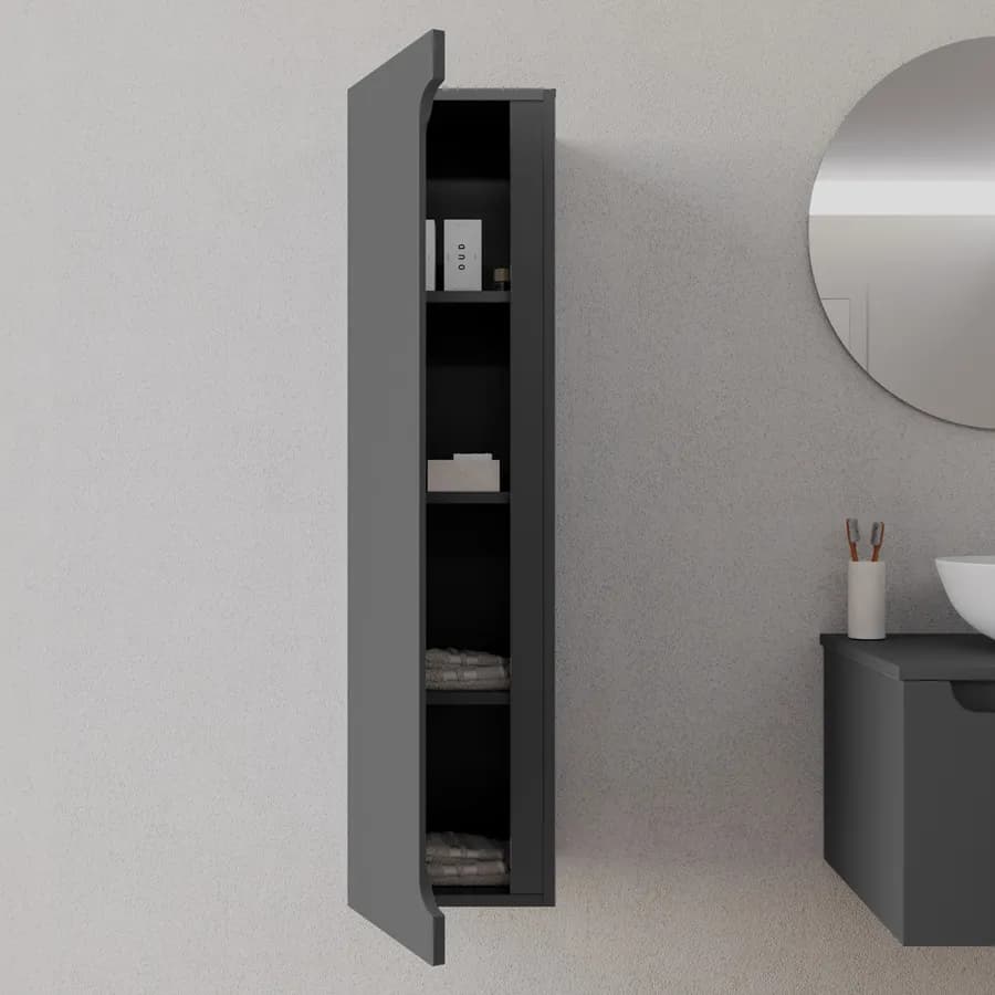 Colonna bagno sospesa 30x120 h cm con anta reversibile antracite - Sleek