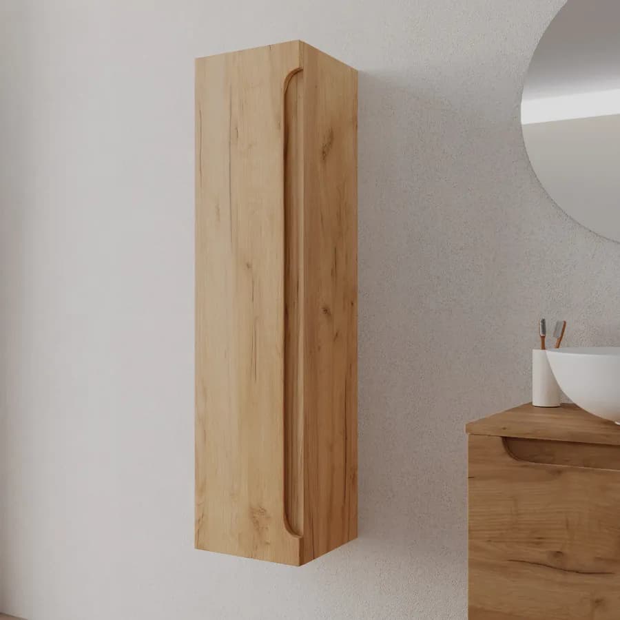Colonna bagno sospesa 30x120 h cm con anta reversibile rovere gold - Sleek
