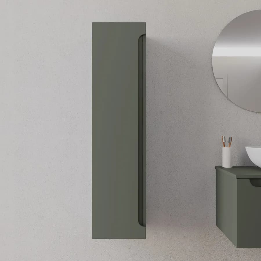 Colonna bagno sospesa 30x120 h cm con anta reversibile verde cemento - Sleek