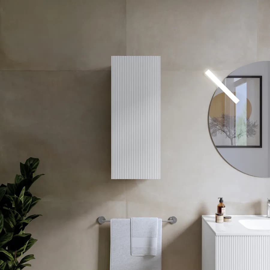 Colonna bagno sospesa 30x75 h cm cannettato con anta reversibile bianco opaco - Tayga