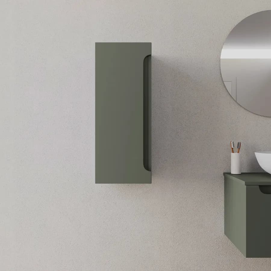 Colonna bagno sospesa 30x75 h cm con anta reversibile verde cemento - Sleek