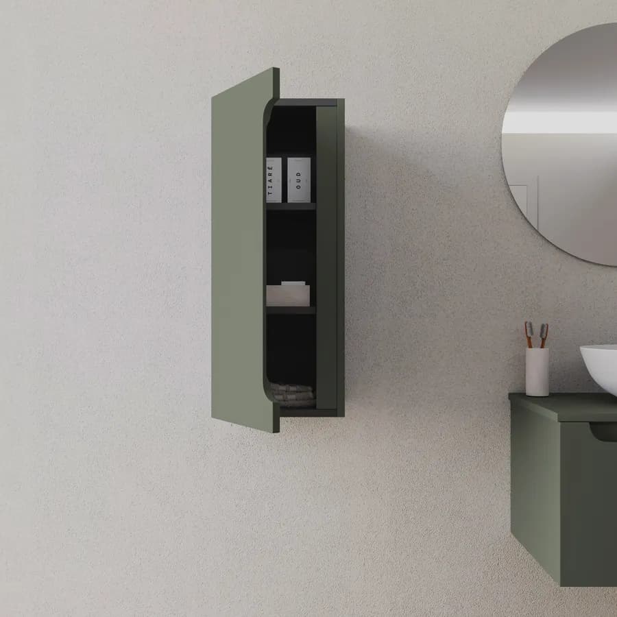 Colonna bagno sospesa 30x75 h cm con anta reversibile verde cemento - Sleek