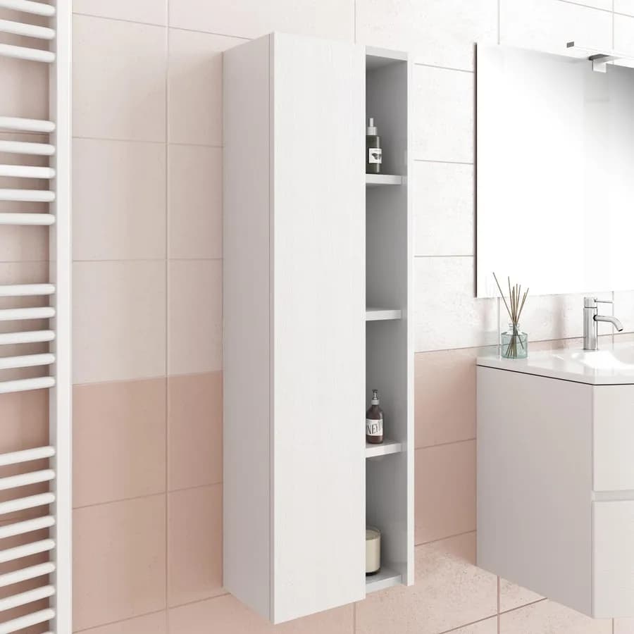 Colonna bagno sospesa 35x120 h cm effetto legno bianco alaska con mensole a giorno - Caledonia