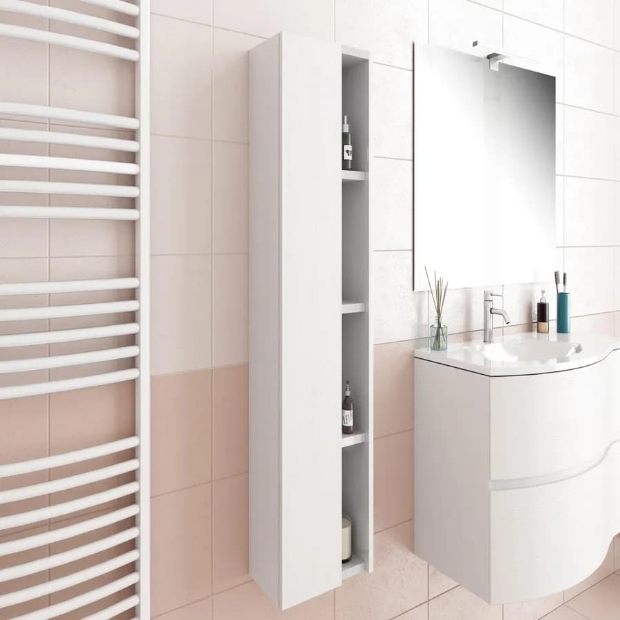 Colonna bagno sospesa 35x120 h cm effetto legno bianco alaska con mensole a giorno - Caledonia