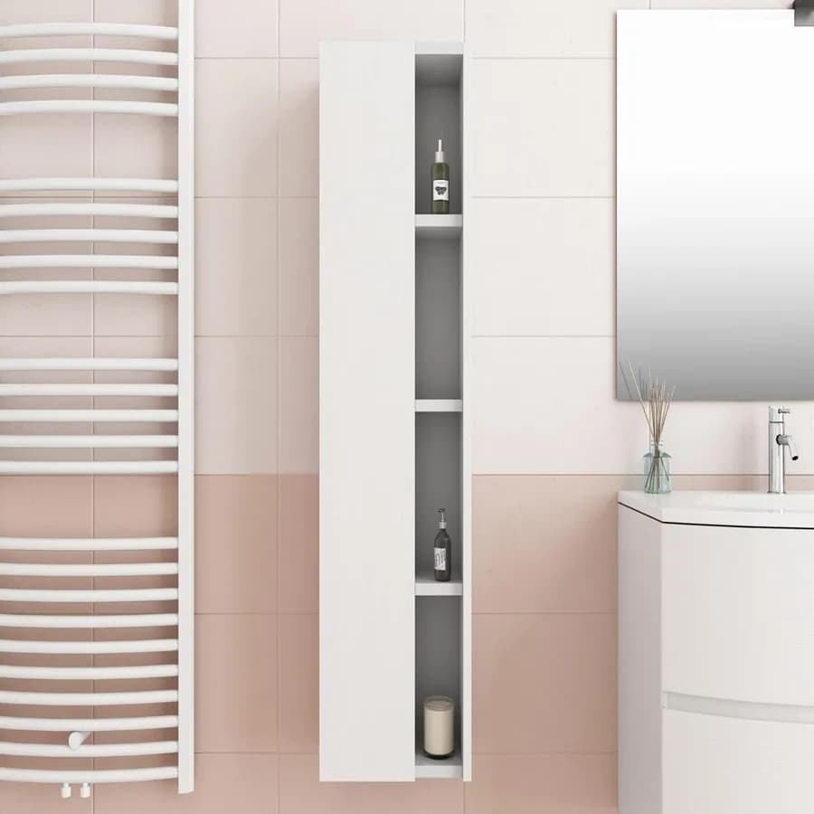 Colonna bagno sospesa 35x120 h cm effetto legno bianco alaska con mensole a giorno - Caledonia