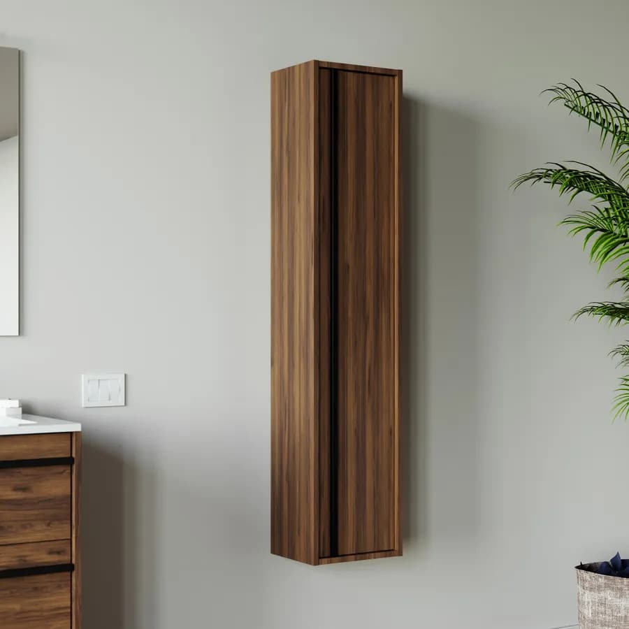 Colonna bagno sospesa 140h cm noce maya con anta Soft Close reversibile - Maestro