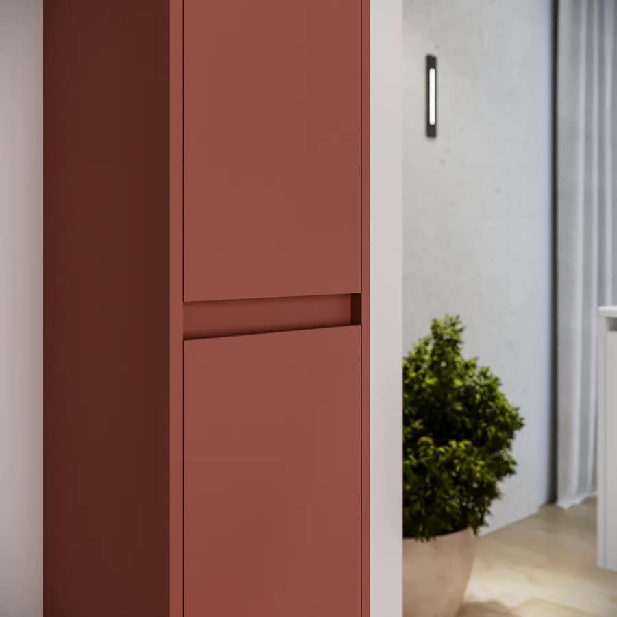 Colonna bagno sospesa 140h cm red satinato con anta Soft Close reversibile - Medora e Libras