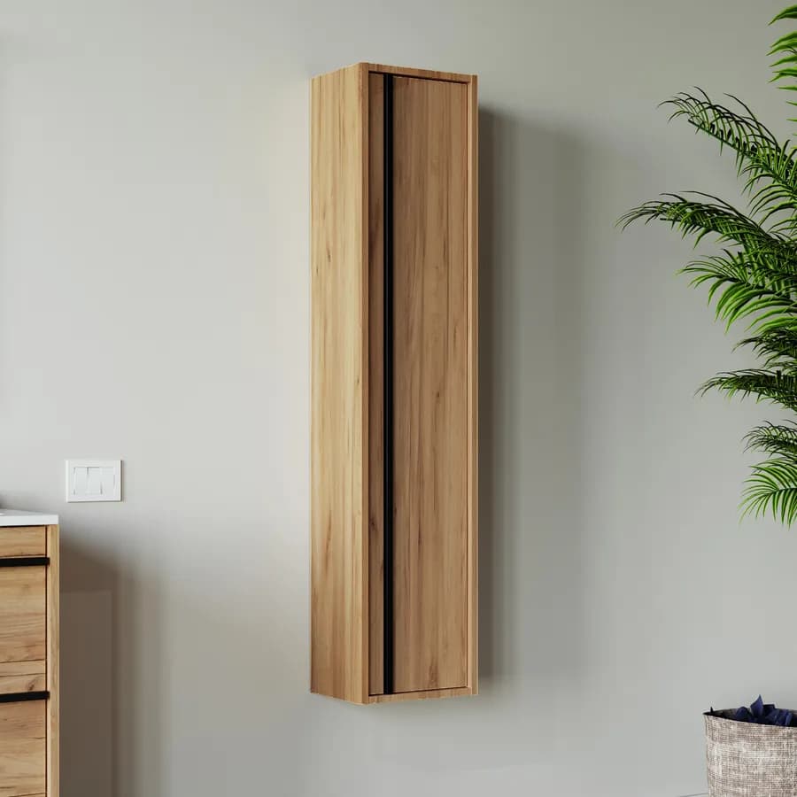 Colonna bagno sospesa 140h cm rovere africa con anta Soft Close reversibile - Maestro