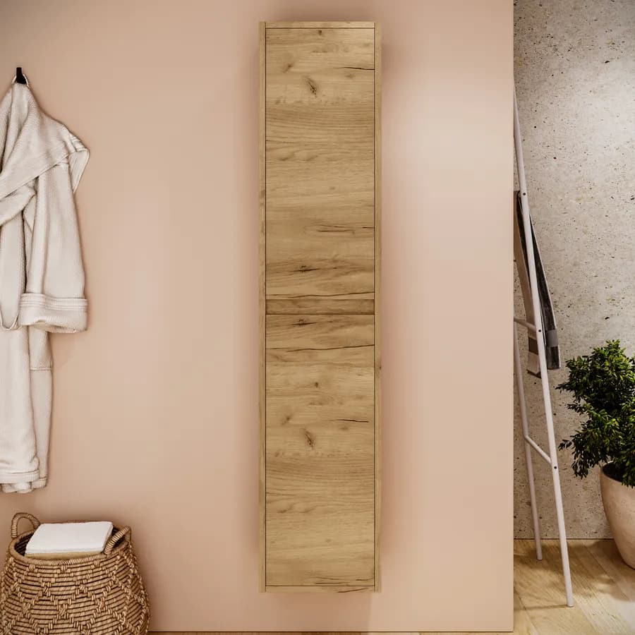 Colonna bagno sospesa 140h cm rovere africa con anta Soft Close reversibile - Medora e Libras