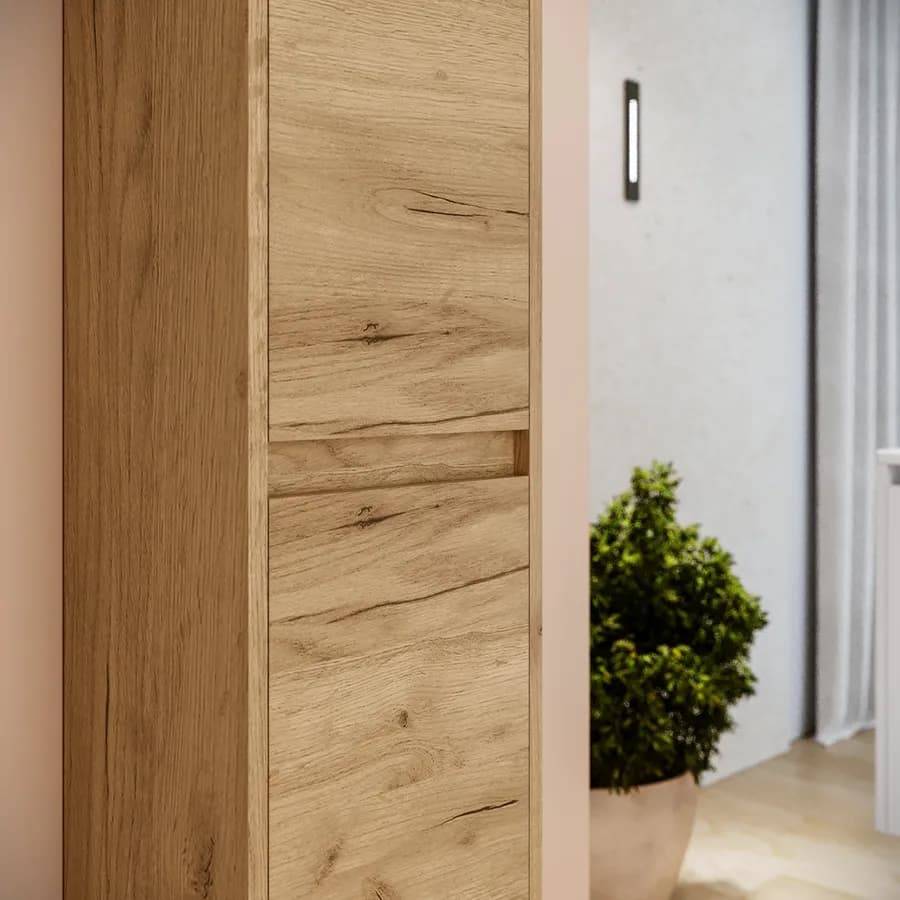 Colonna bagno sospesa 140h cm rovere africa con anta Soft Close reversibile - Medora e Libras
