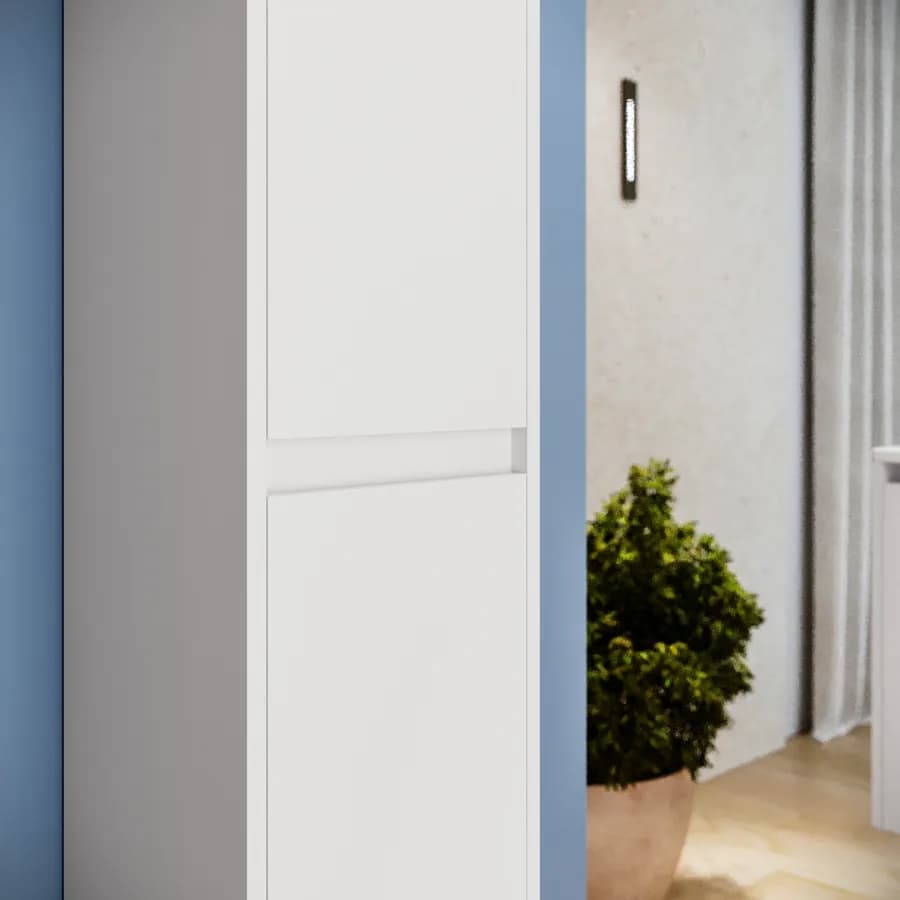 Colonna bagno sospesa 140h cm white satinato con anta Soft Close reversibile - Medora e Libras