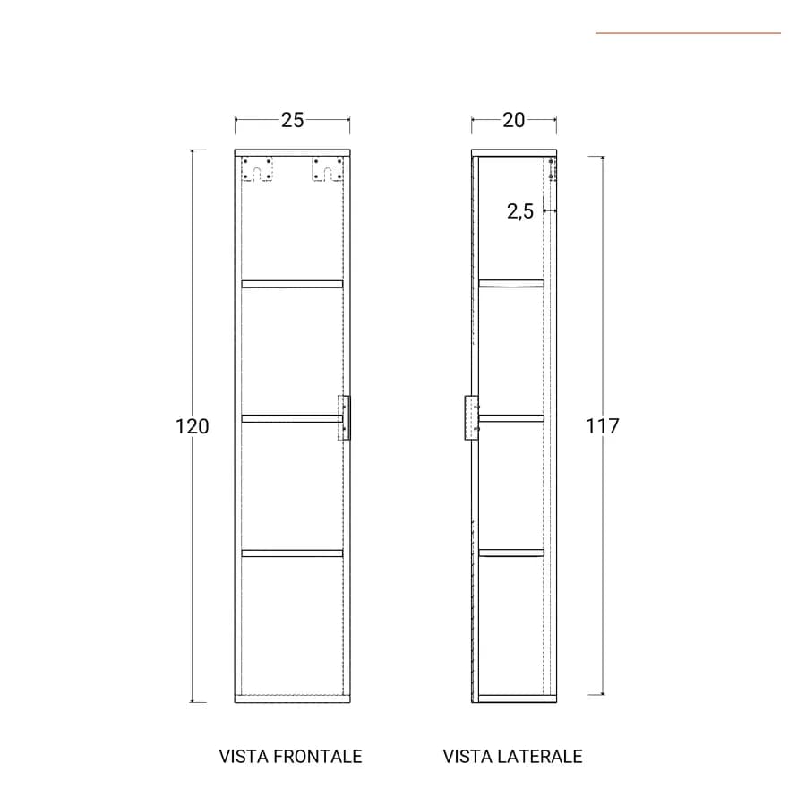 Colonna da bagno sospesa 120h cm in legno di acacia effetto cannettato - Maring