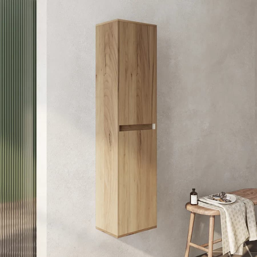 Colonna da bagno sospesa 34x140h rovere europeo 2 ante