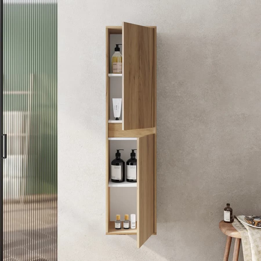 Colonna da bagno sospesa 34x140h rovere europeo 2 ante