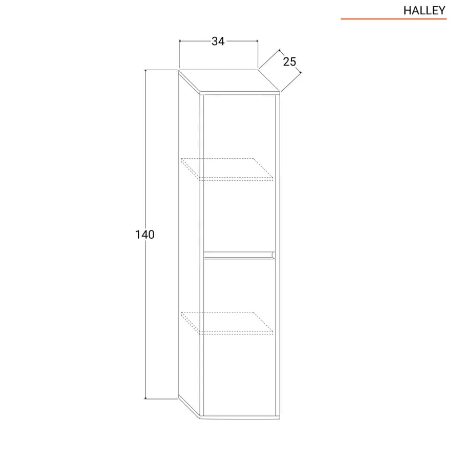 Colonna da bagno sospesa 34x140h rovere europeo 2 ante
