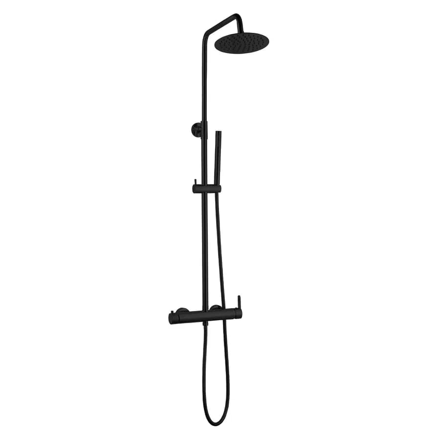 Colonna doccia nero con asta telescopica doccetta slim soffione e miscelatore 2 vie - Cartesio