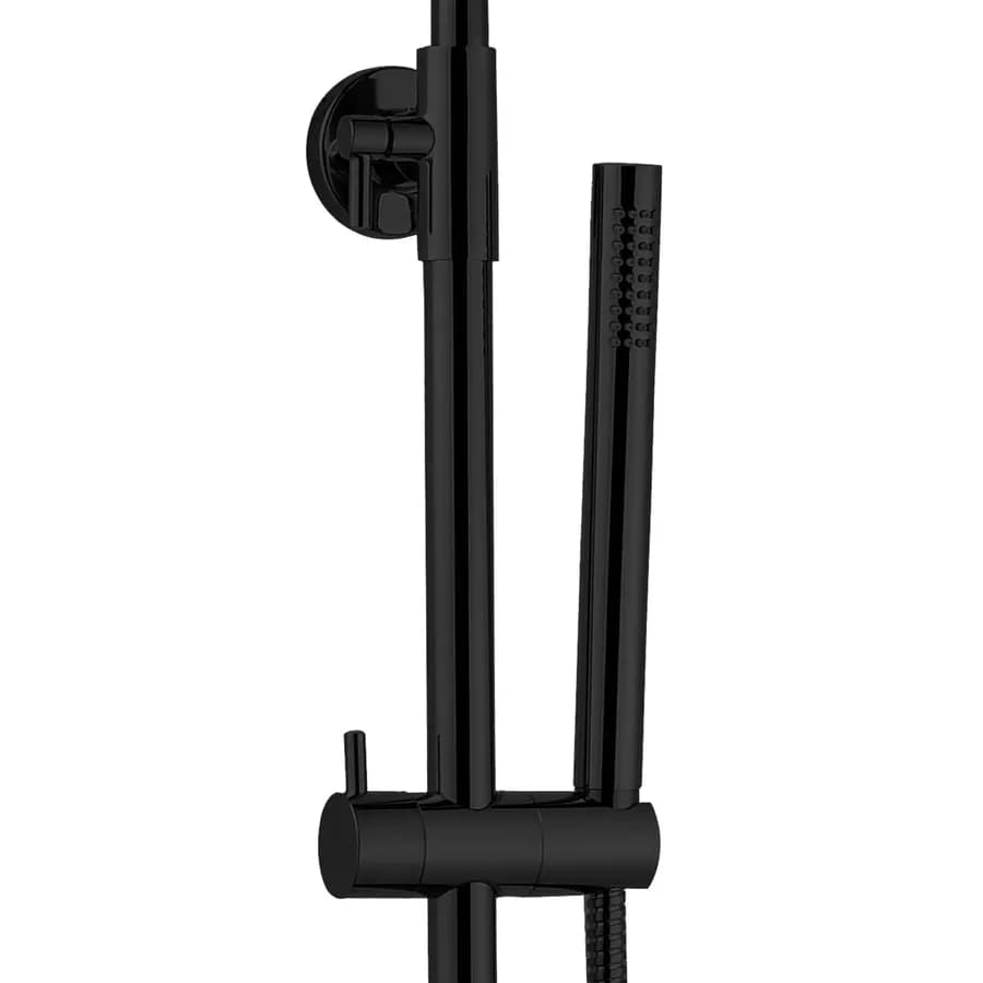 Colonna doccia nero con asta telescopica doccetta slim soffione e miscelatore 2 vie - Cartesio