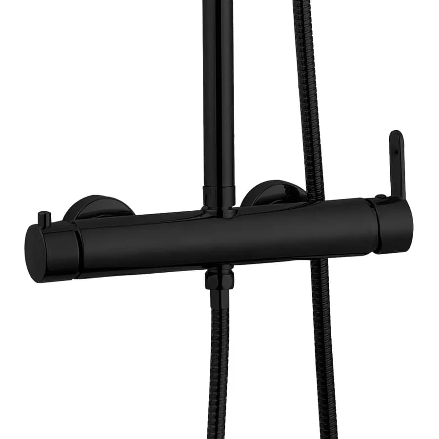 Colonna doccia nero con asta telescopica doccetta slim soffione e miscelatore 2 vie - Cartesio