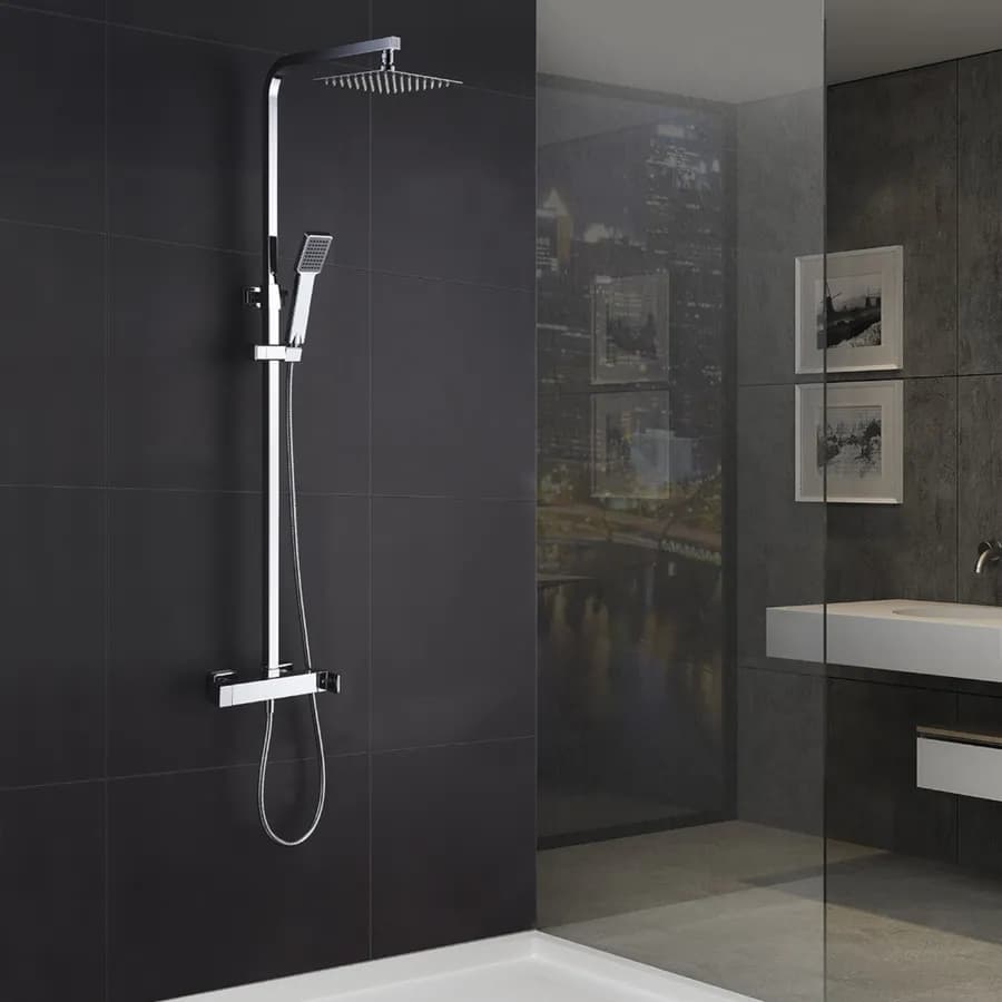 Colonna doccia 140 h cm in acciaio inox cromato - Suva