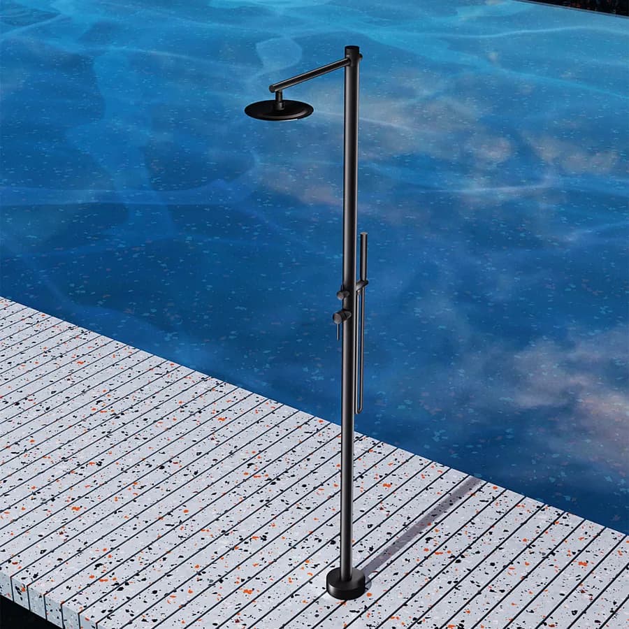 Colonna doccia da esterno 220h cm con doccino in acciaio inox 316 nero opaco - Kastas