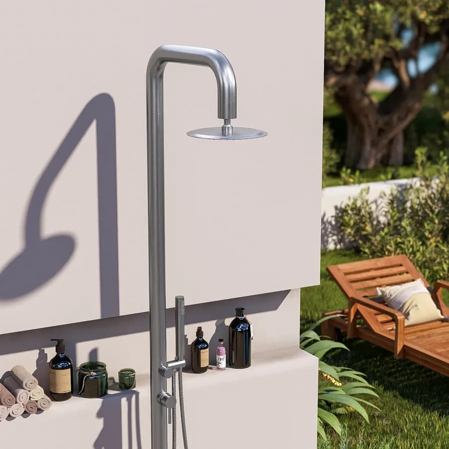 Colonna doccia da esterno 222h cm con soffione e doccino in acciaio inox 304 cromo - Kokorito