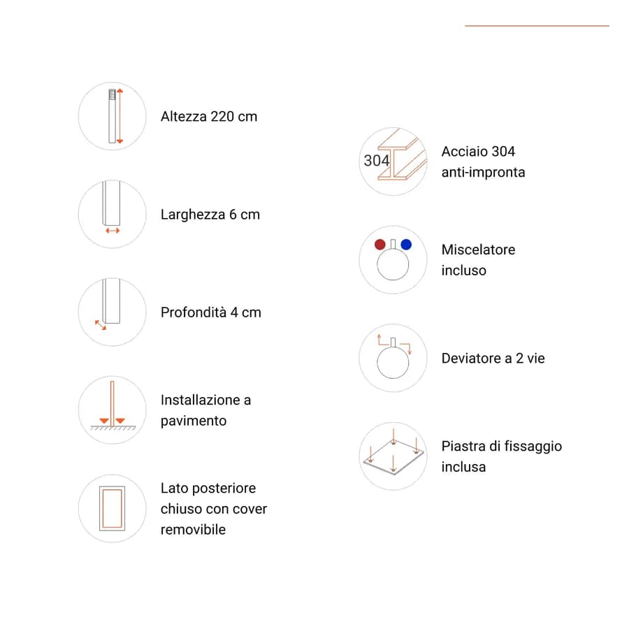 Colonna doccia da esterno in acciaio satinato - Lushio