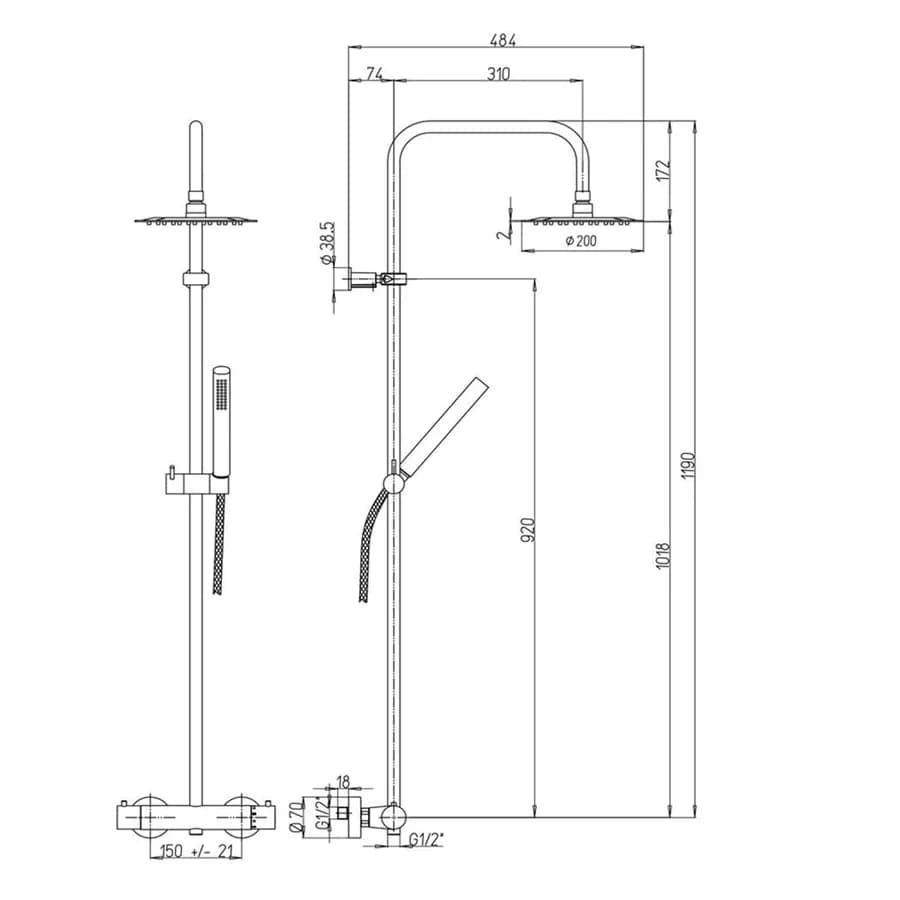 Colonna doccia di Jacuzzi - Rubinetteria 119h cm termostatica - Missouri