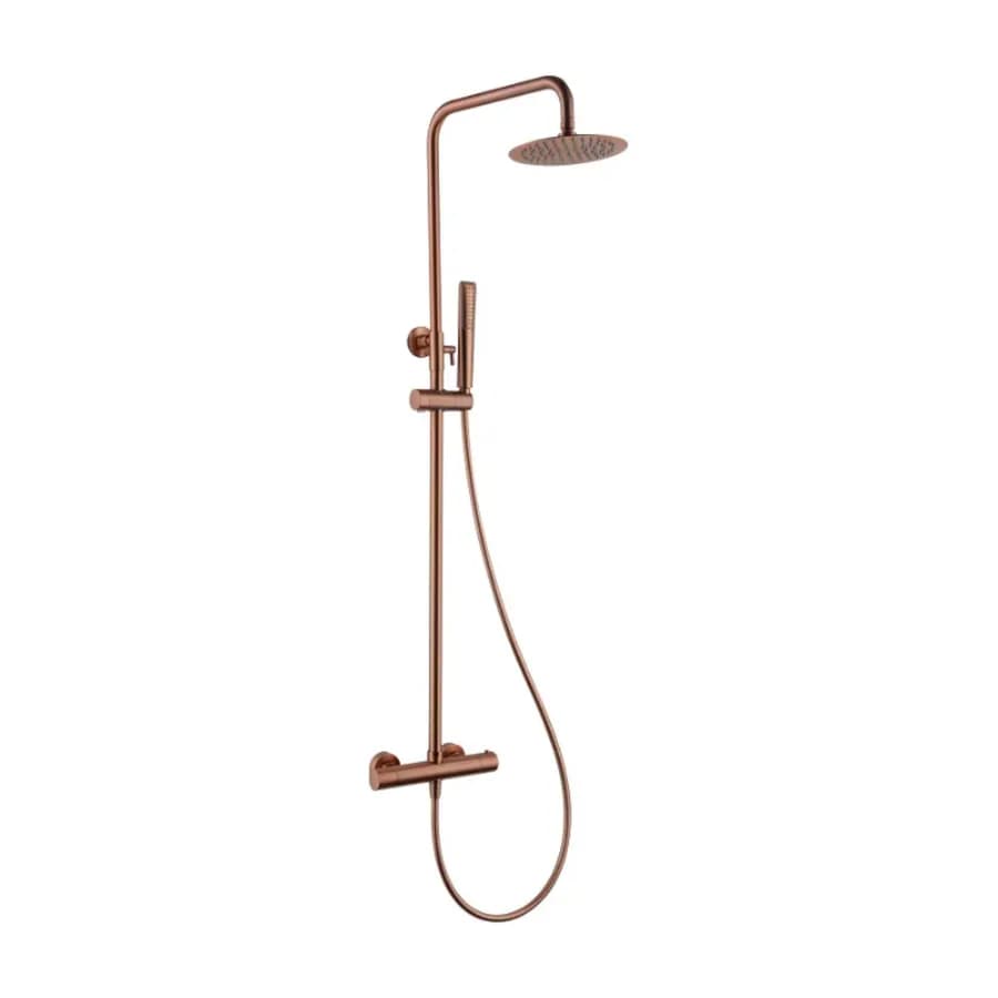 Colonna doccia in acciaio inox 304 con miscelatore termostatico in ottone oro rosa spazzolato - Tilli