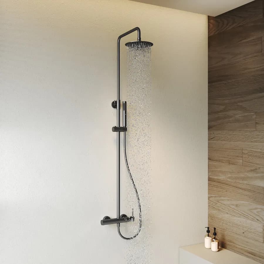 Colonna doccia in acciaio inox nero spazzolato anti-impronta - Oasis