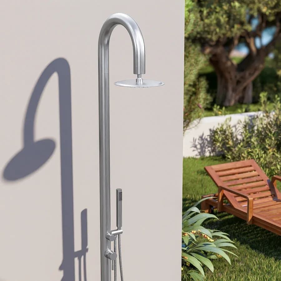 Colonna doccia per esterno 230h cm in acciaio inox 304 cromo - Keiras