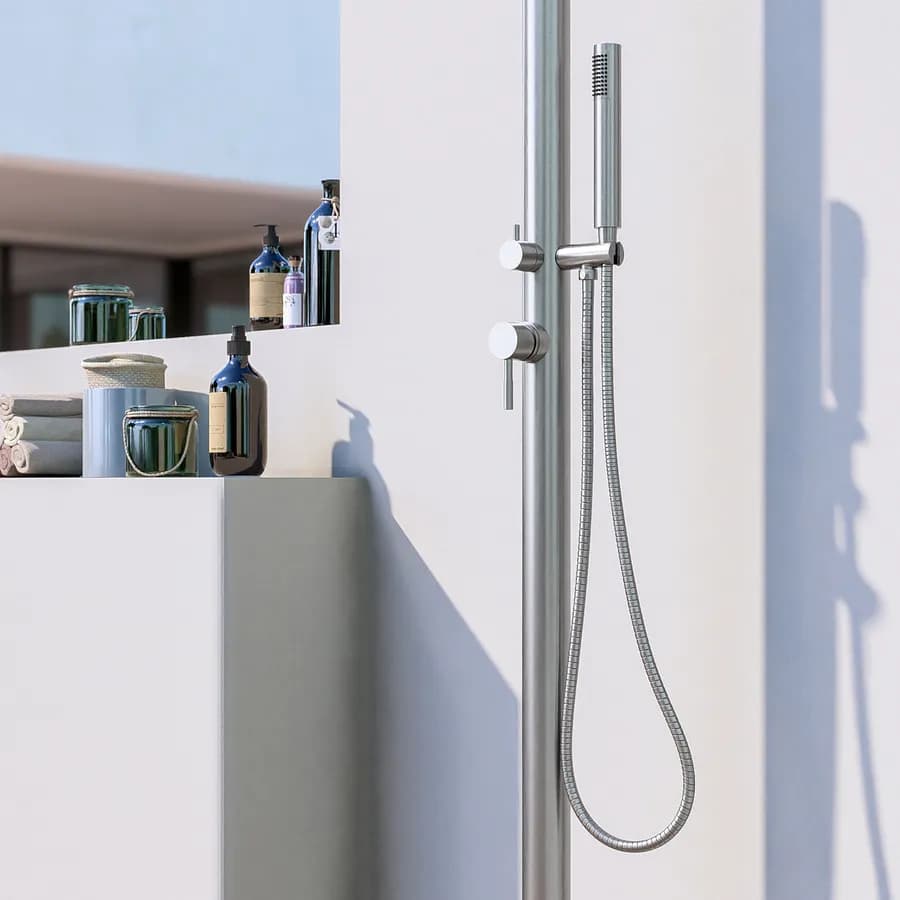 Colonna doccia per esterno 230h cm in acciaio inox 304 cromo - Keiras