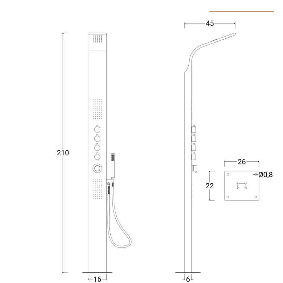 Colonna doccia per esterno cromata in acciaio inox - Soak
