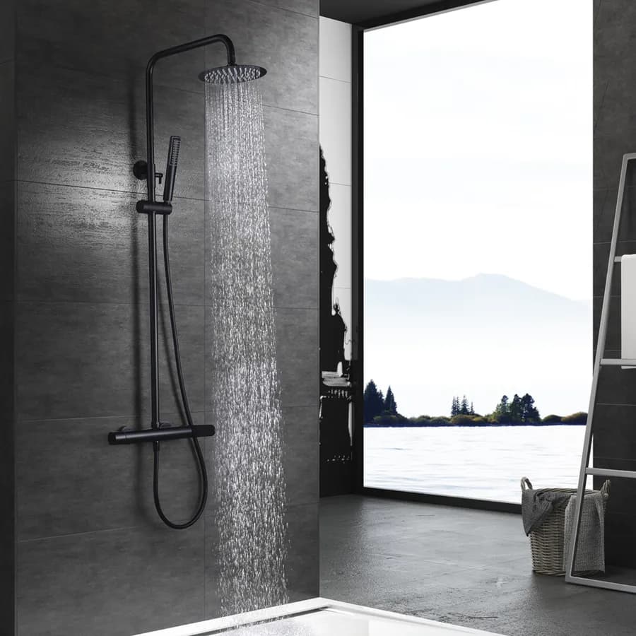 Colonna doccia telescopica 125 h cm in acciaio inox nero opaco - Thai