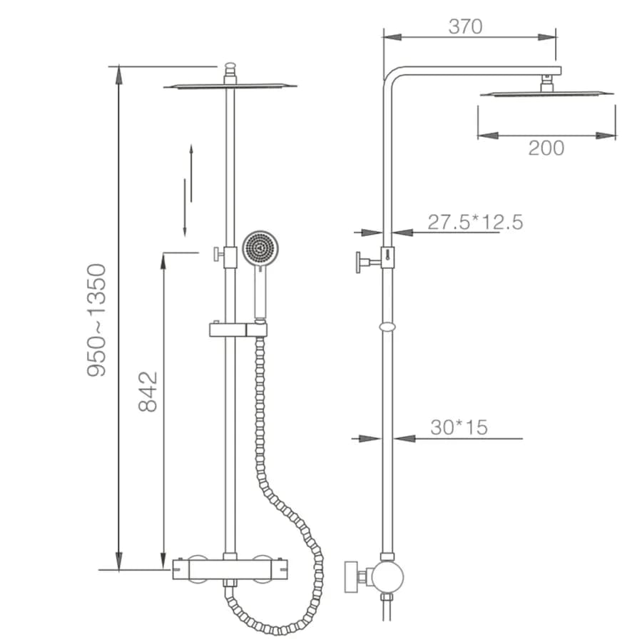 Colonna doccia telescopica 130 h cm in acciaio inox cromato - Vary