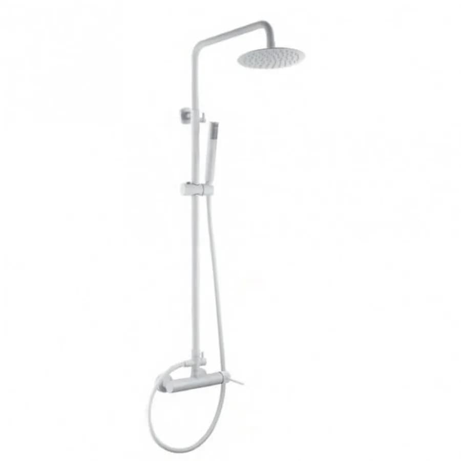 Colonna doccia telescopica 133 h cm in acciaio inox bianco opaco - Plaka Stick