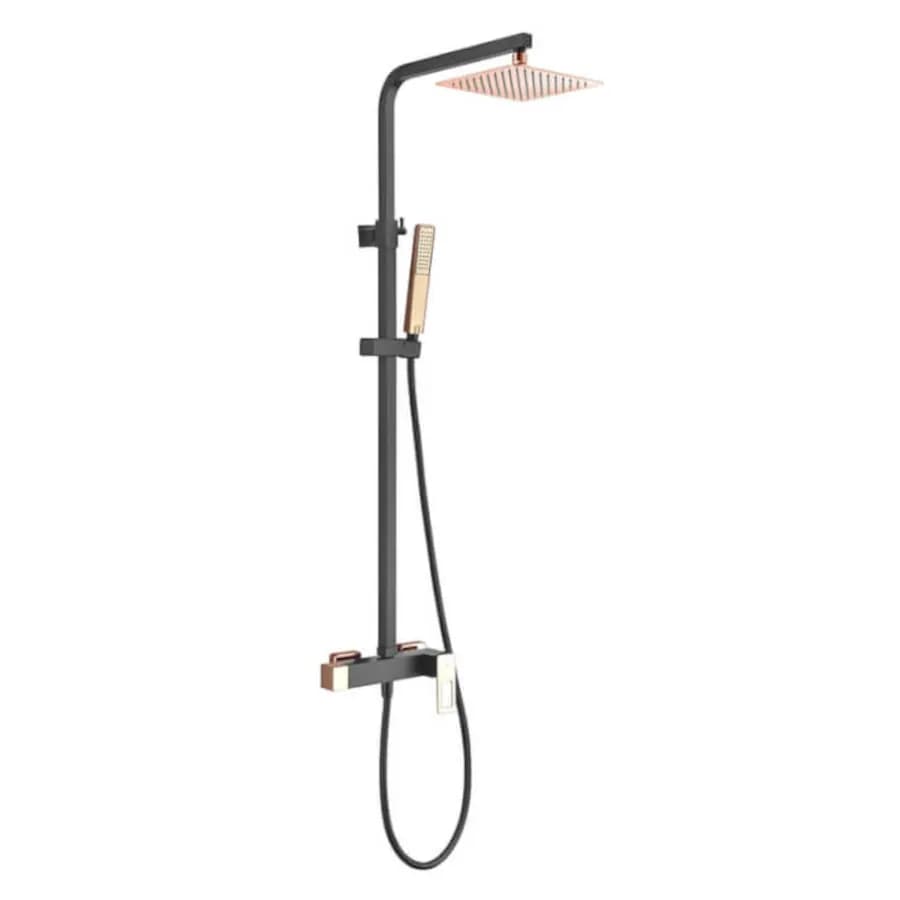 Colonna doccia telescopica 133 h cm in acciaio inox nero oro rosa - Abisko
