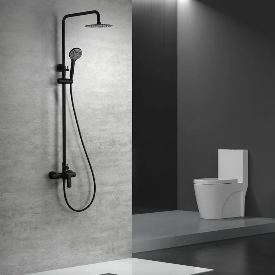 Colonna doccia telescopica 132 h cm in acciaio inox nero opaco - Perm