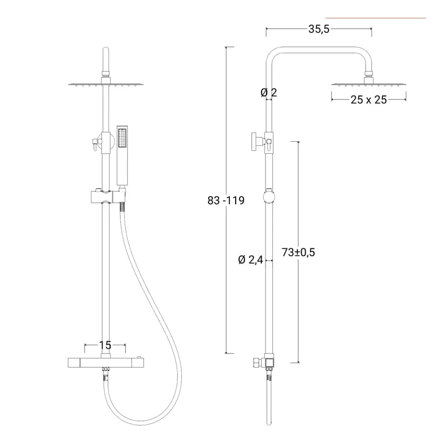 Colonna doccia termostatica cromo - Drigio