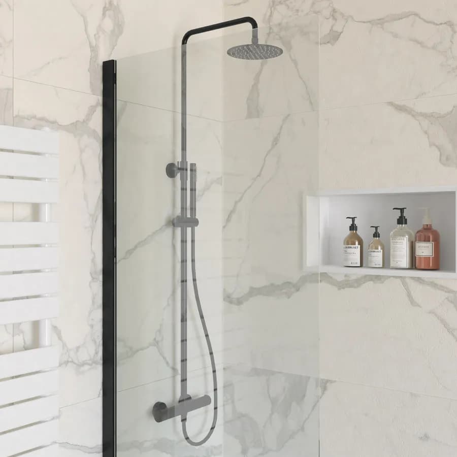 Colonna doccia termostatica in acciaio inox nero spazzolato anti-impronta - Nocta