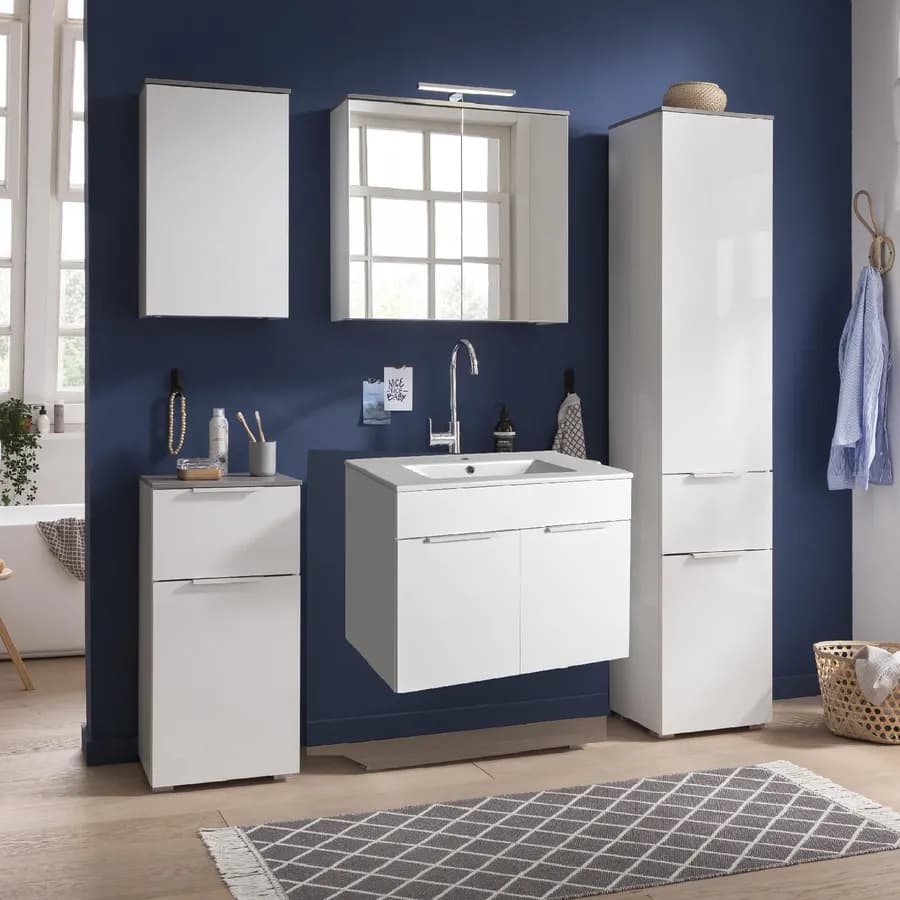 Colonna multiuso 40x35 cm in legno bianco e grigio cemento - Laredo