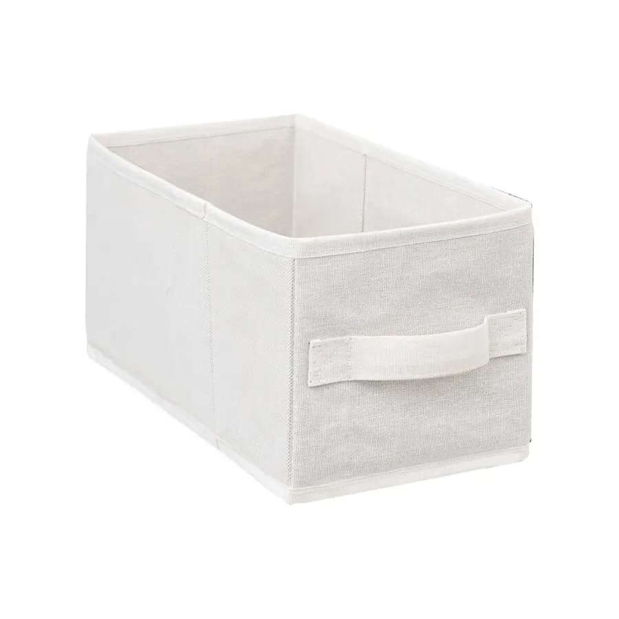 Colonna multiuso salvaspazio 19x78h cm in bambù naturale con 4 cassetti in tessuto bianco - Lascaux